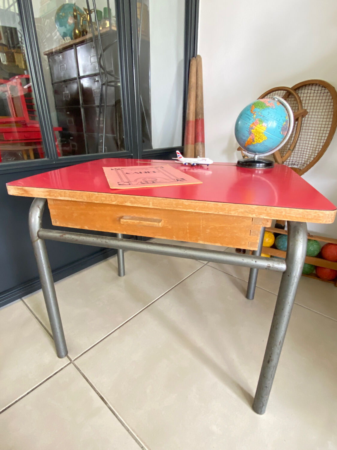 Vintage Formica children's desk and chair set