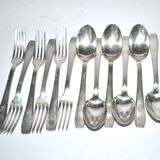 Set of 6 silver-plated Art Deco table spoons and 6 forks ARGENTAL near Boreal 21cm
