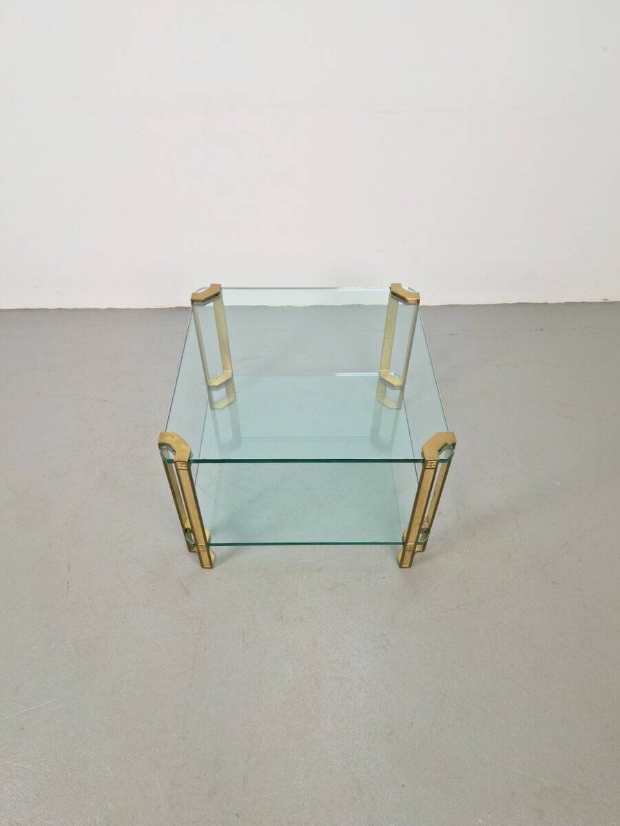 T24 Coffee Table in Brass with Double Glass Tops by Peter Ghyczy, 1970s