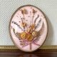 Cadre vintage fleurs séchées verre bombé bouquet éternel