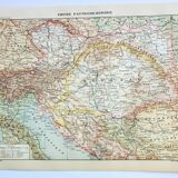 Old engraving 1898, Empire of Austria-Hungary, map • Lithograph, original illustration