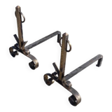 Pair of wrought iron andirons