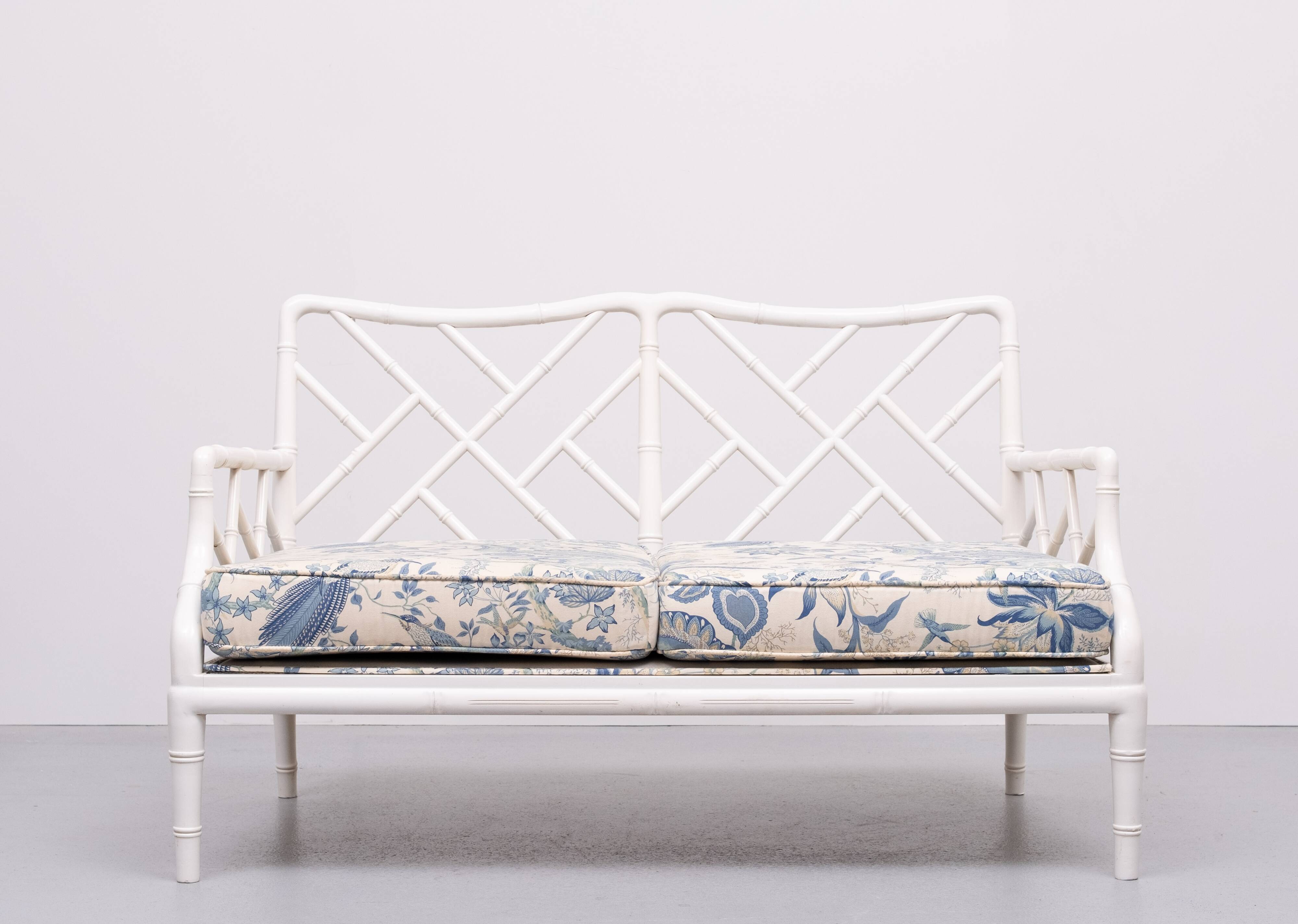 Faux Bamboo Chippendale Two seat Sofa 1970s France