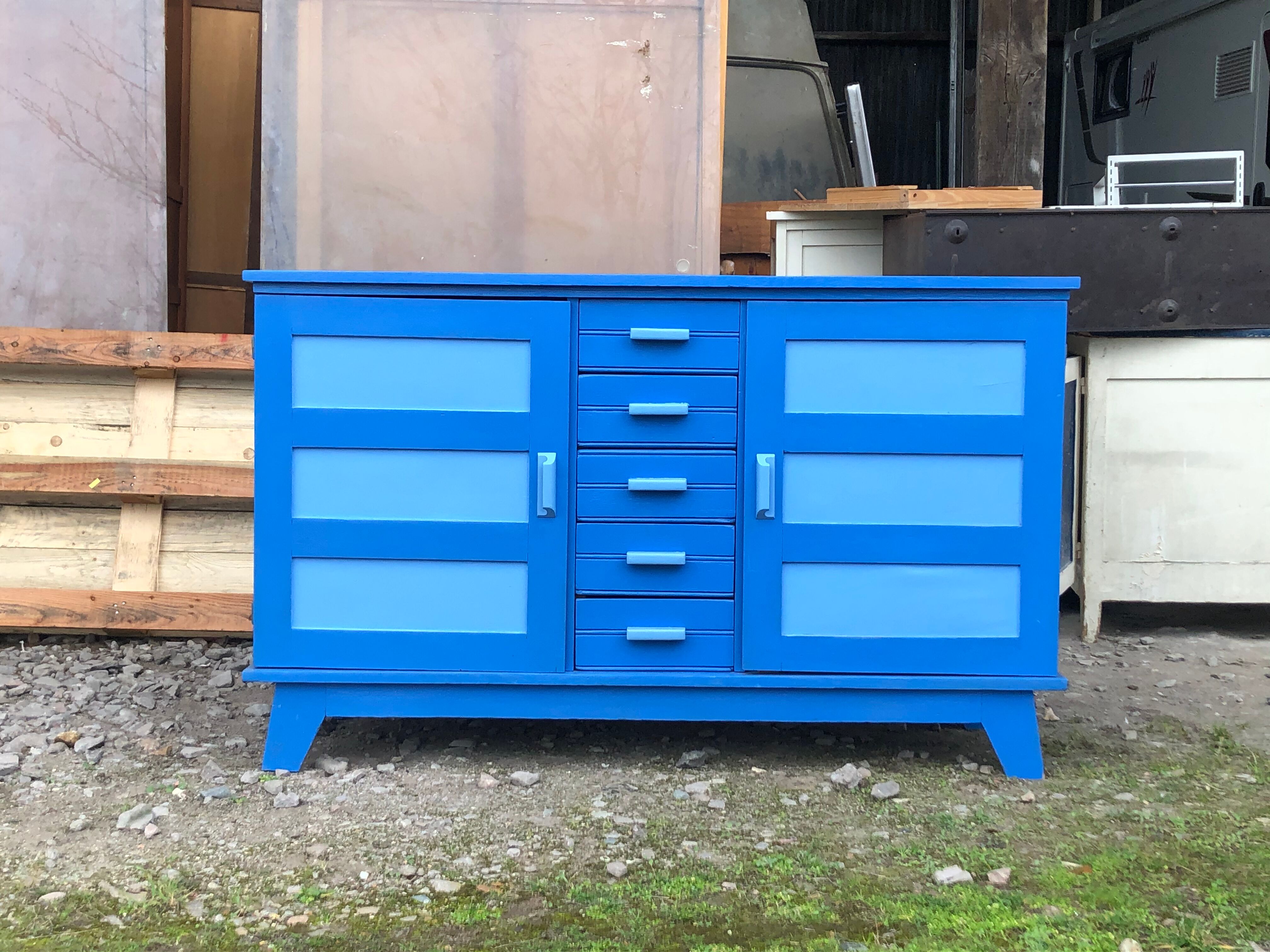 Buffet René Gabriel 1950 oak reconstruction