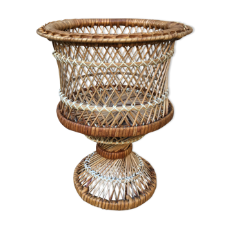 Cache pot in wicker 70s