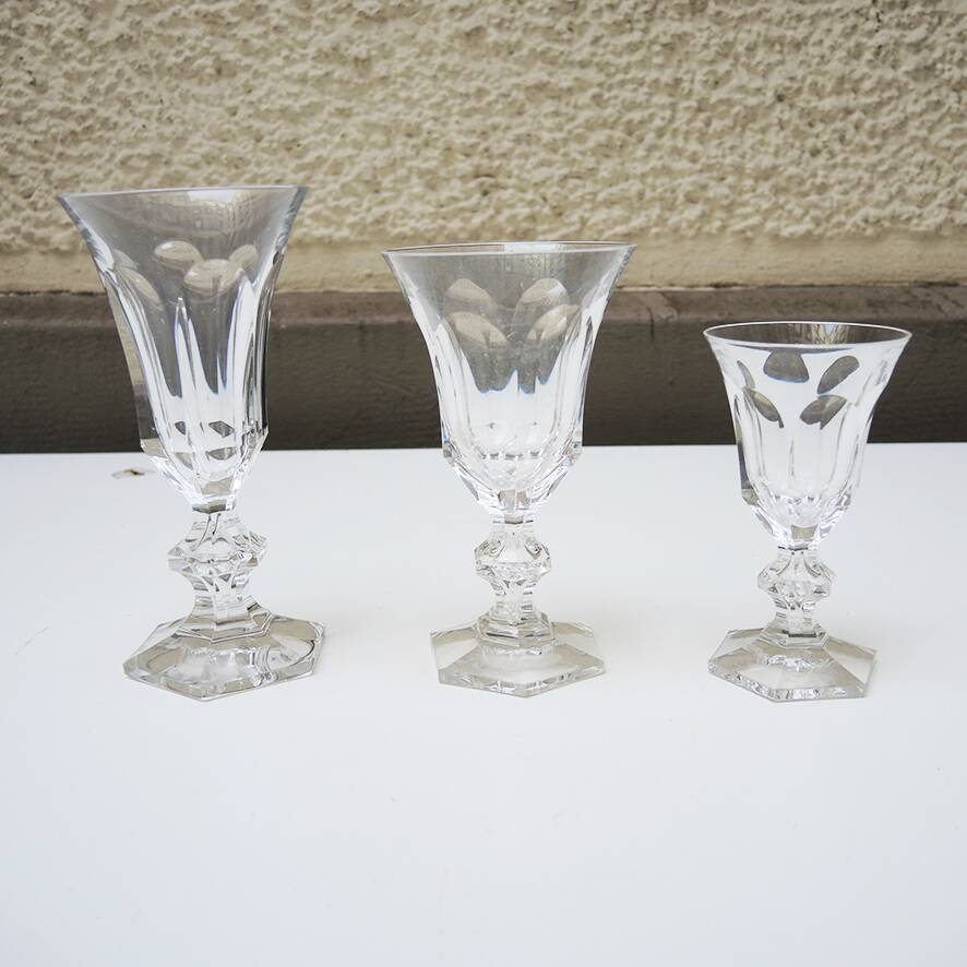 7 Metternich Style Crystal Digestif Glasses H 11 cm
