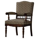 Fauteuil danois moderne en bois tourné avec tissu floral, début du XXe siècle