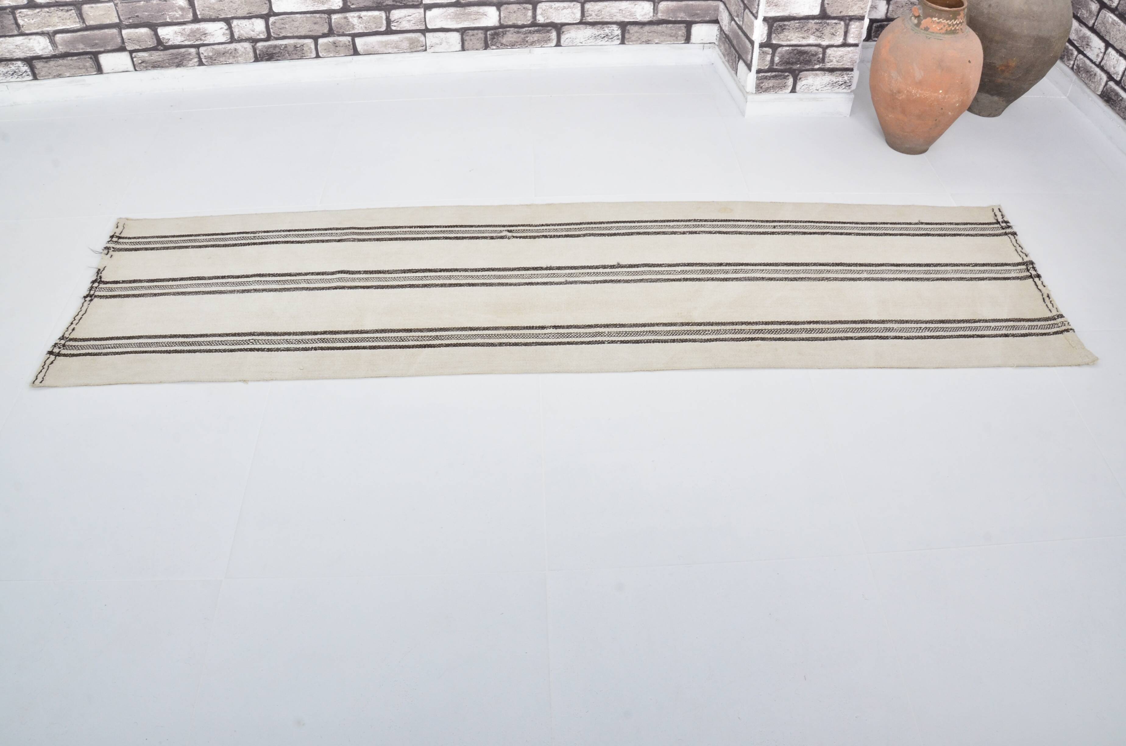 Turkish Handmade Vintage Hmep Runner Rug sku 3391