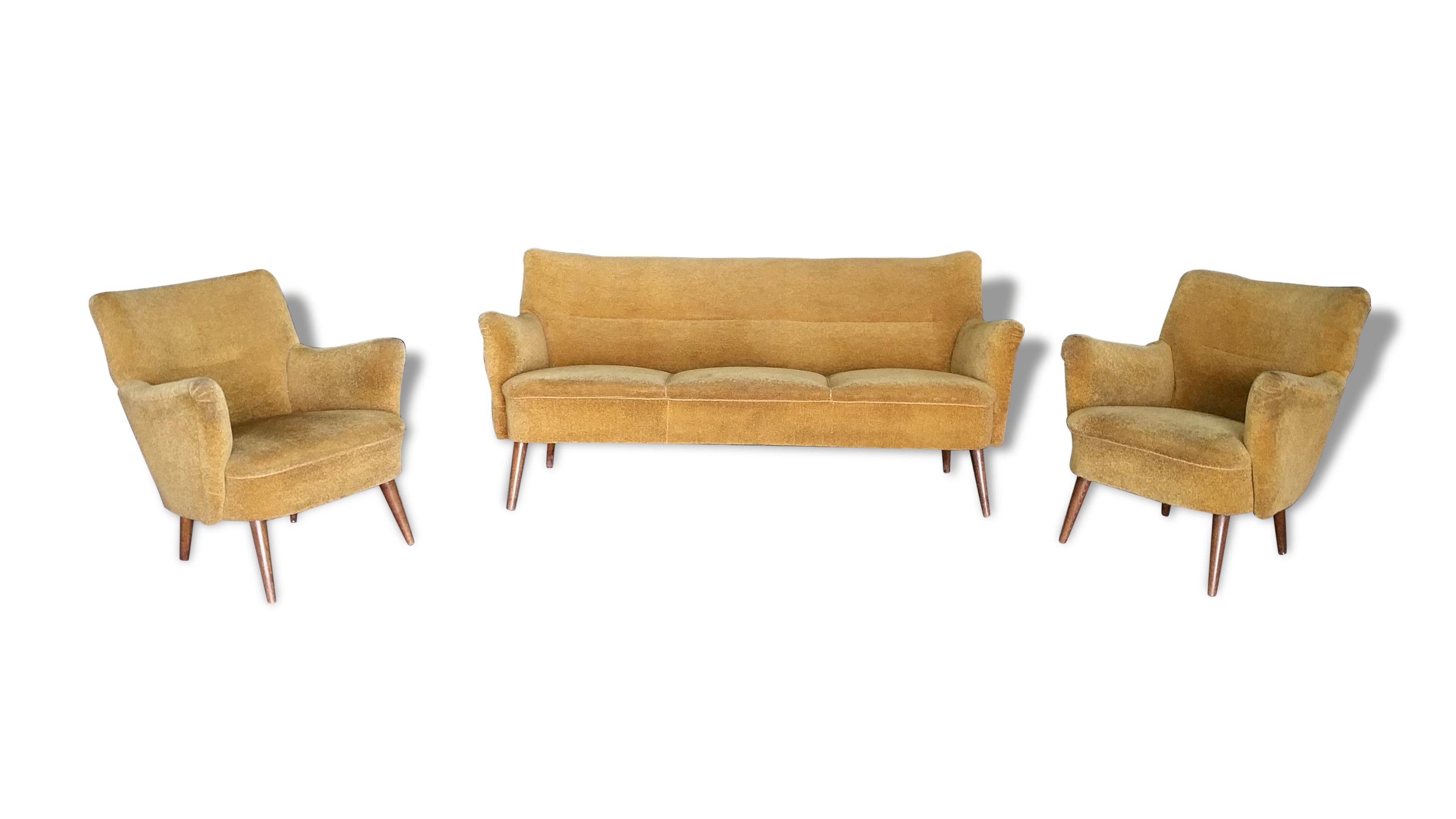 Set of lounge couch sofa 2 chairs 50s vintage