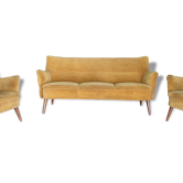 Set de salon canapé sofa 2 fauteuils années 50 d'époque