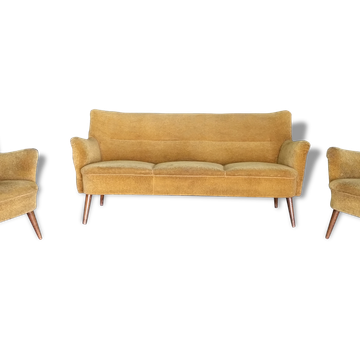 Set of lounge couch sofa 2 chairs 50s vintage