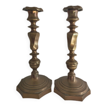Pair of bronze candlestick holders from the 19th century
