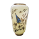 Ancien vase opaline blanc crème décor oiseaux & dorures vintage