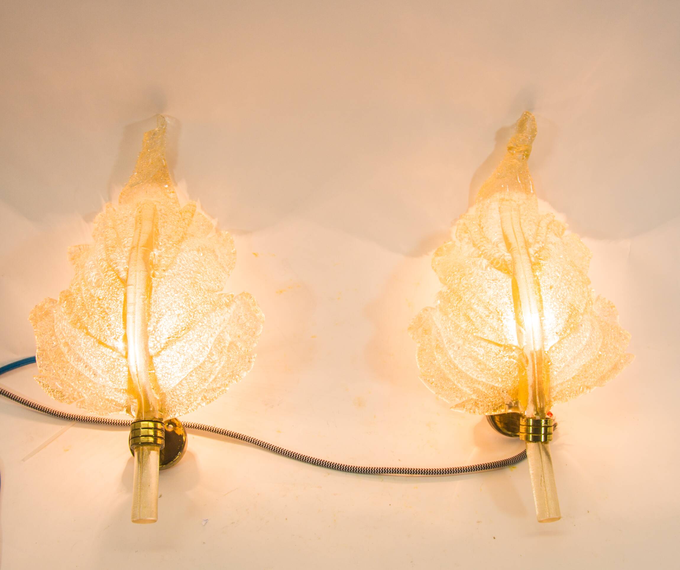 Barovier & Toso wall sconces| Set of 2 | Gold flake glass | Vintage 70's