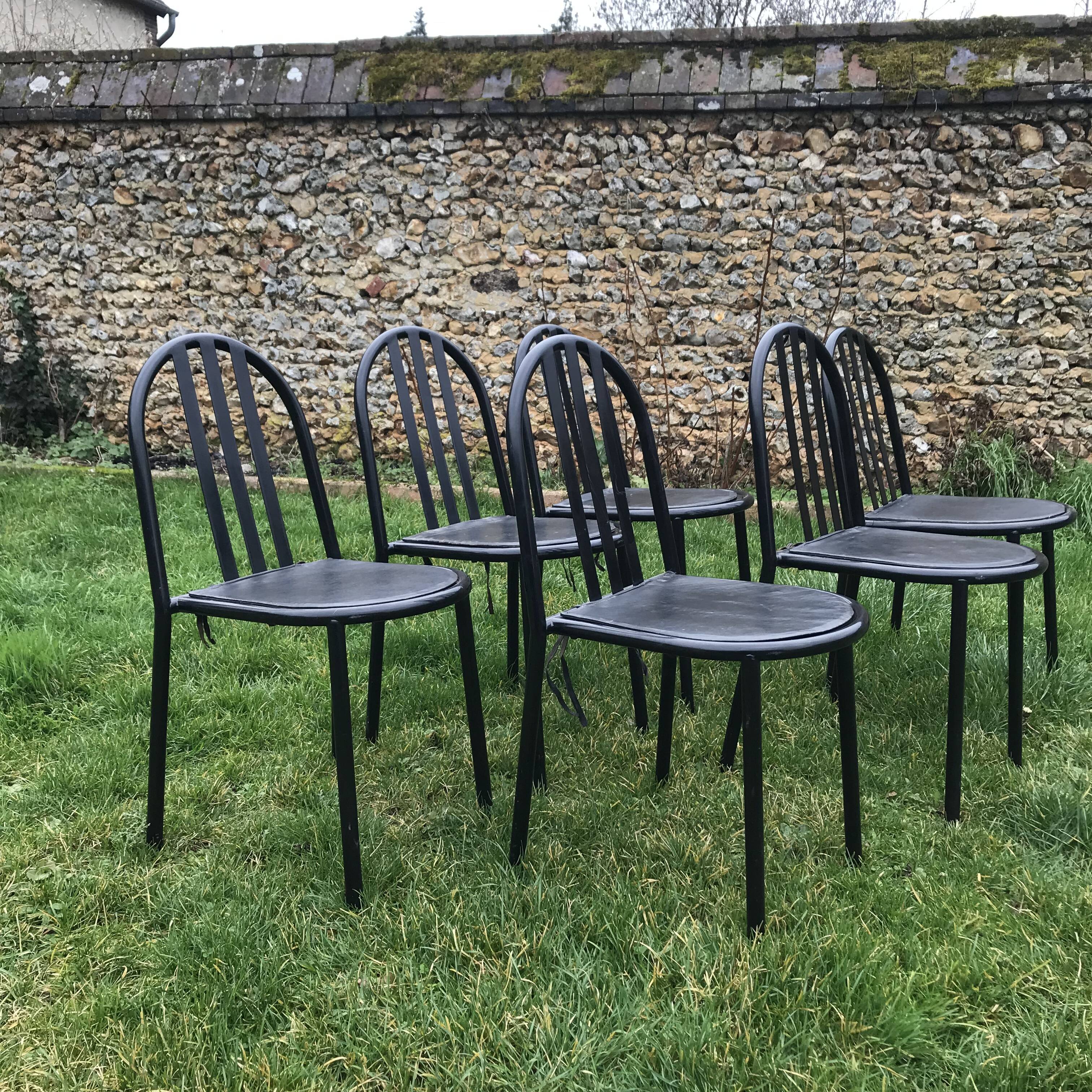Set of 6 chairs Mallet Stevens model 222 vintage 1980