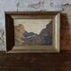 French vintage original oil painting on board, unsigned coastal mountain la
