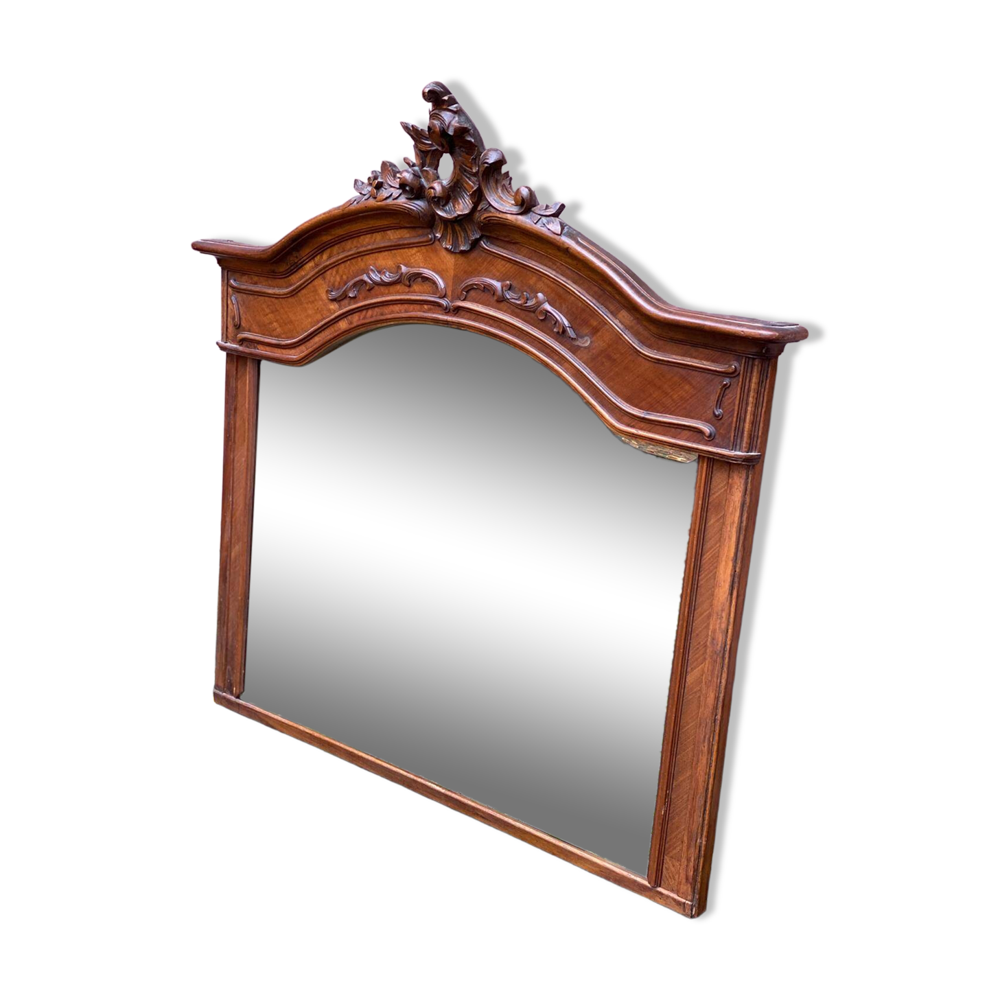 Renaissance mirror in solid carved oak, 19th century, 120x125cm
