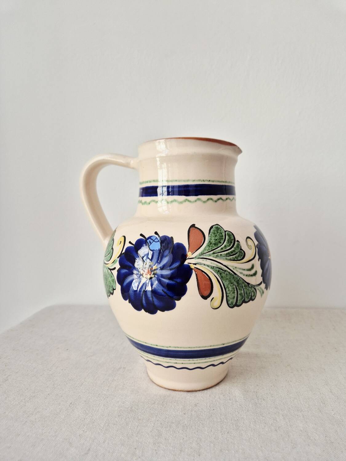 Water jug, vintage stoneware vase in Portuguese style.