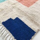 Moroccan Berber carpet Boujaad ecru with colorful flats 273x206cm