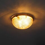 Bronze Cut Glass Ceiling Light: Mid-Century French Louis XVI Ceiling Lamp