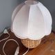Bedside lamp foot ball in natural fiber, rattan, pink lampshade