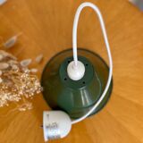 Vintage suspension lamp in green and white enamelled sheet metal