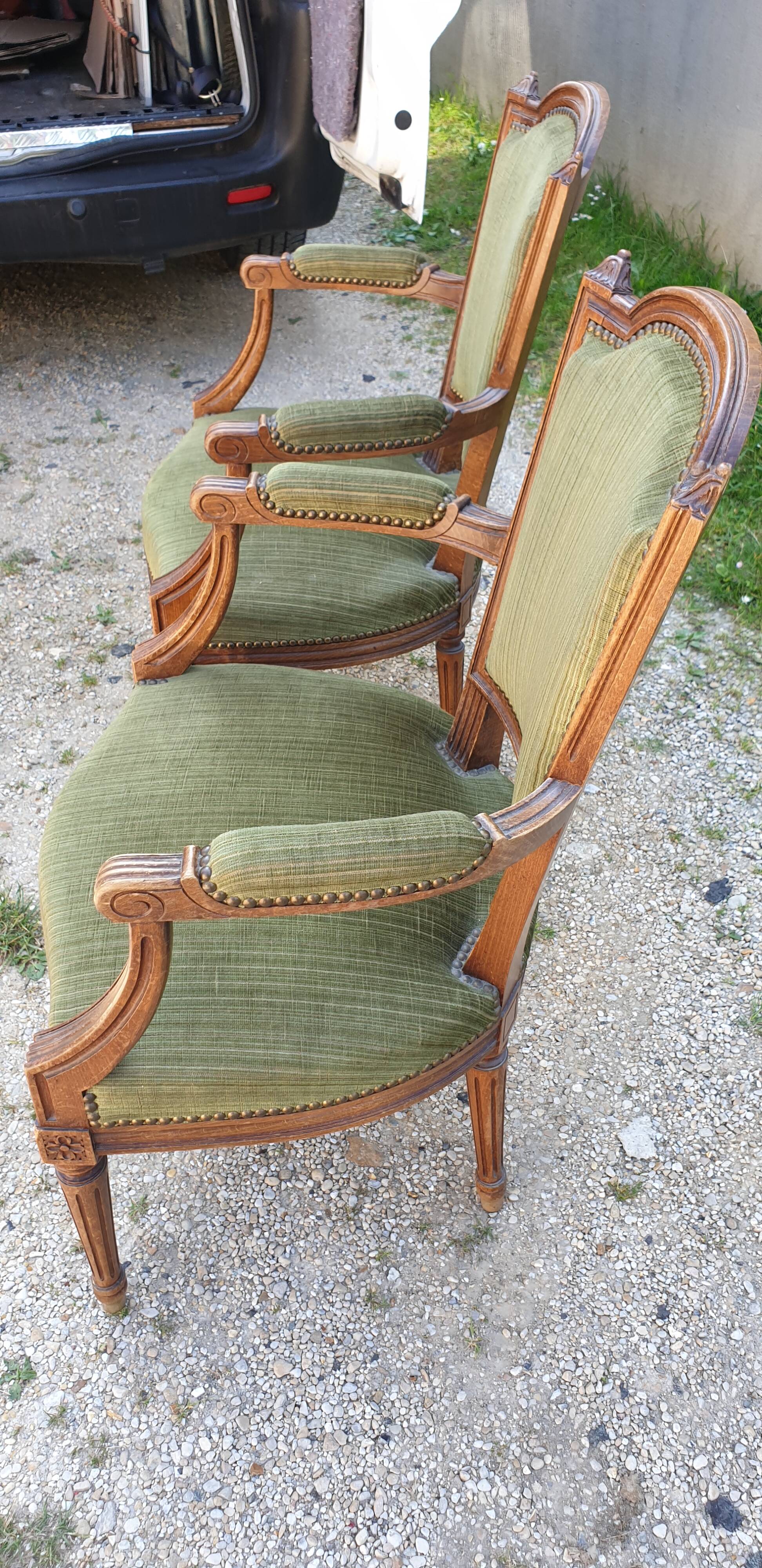 2 Louis XVI Trianon cabriolet armchairs
