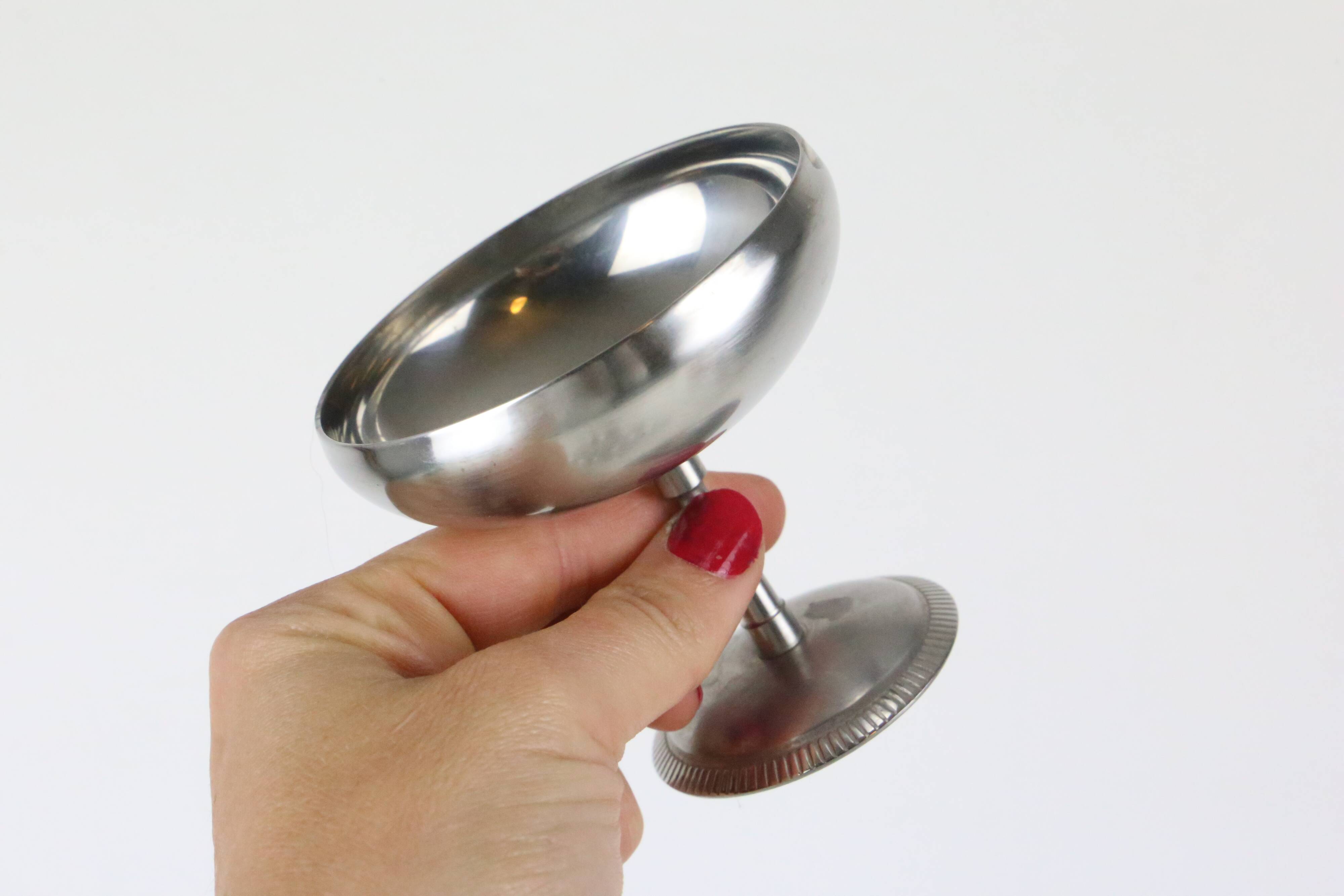 Set of 6 stainless steel bowls by Letang-Remy, vintage French, 1970s