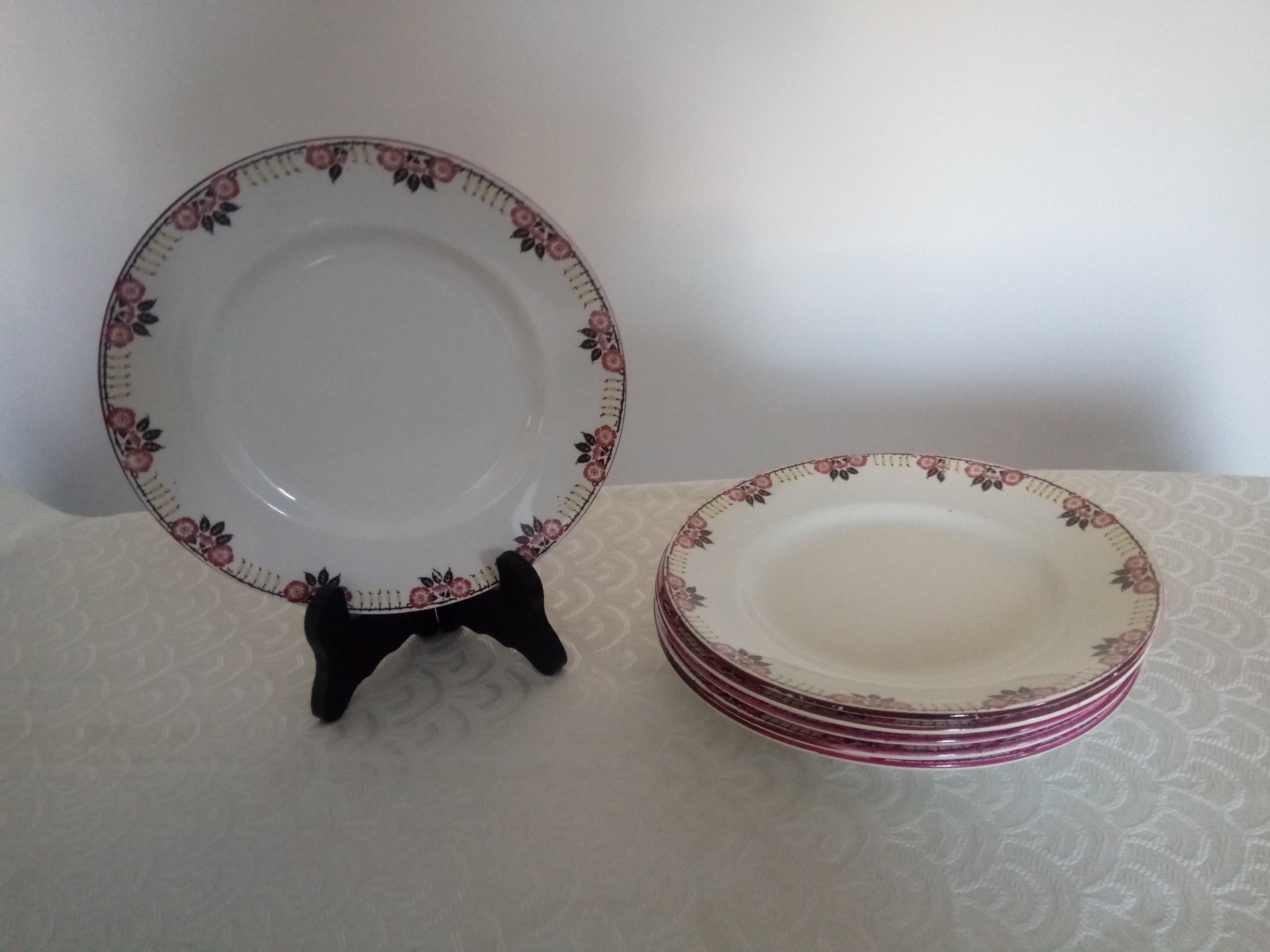 6 flat plates Faience Orchie Moulin des loups