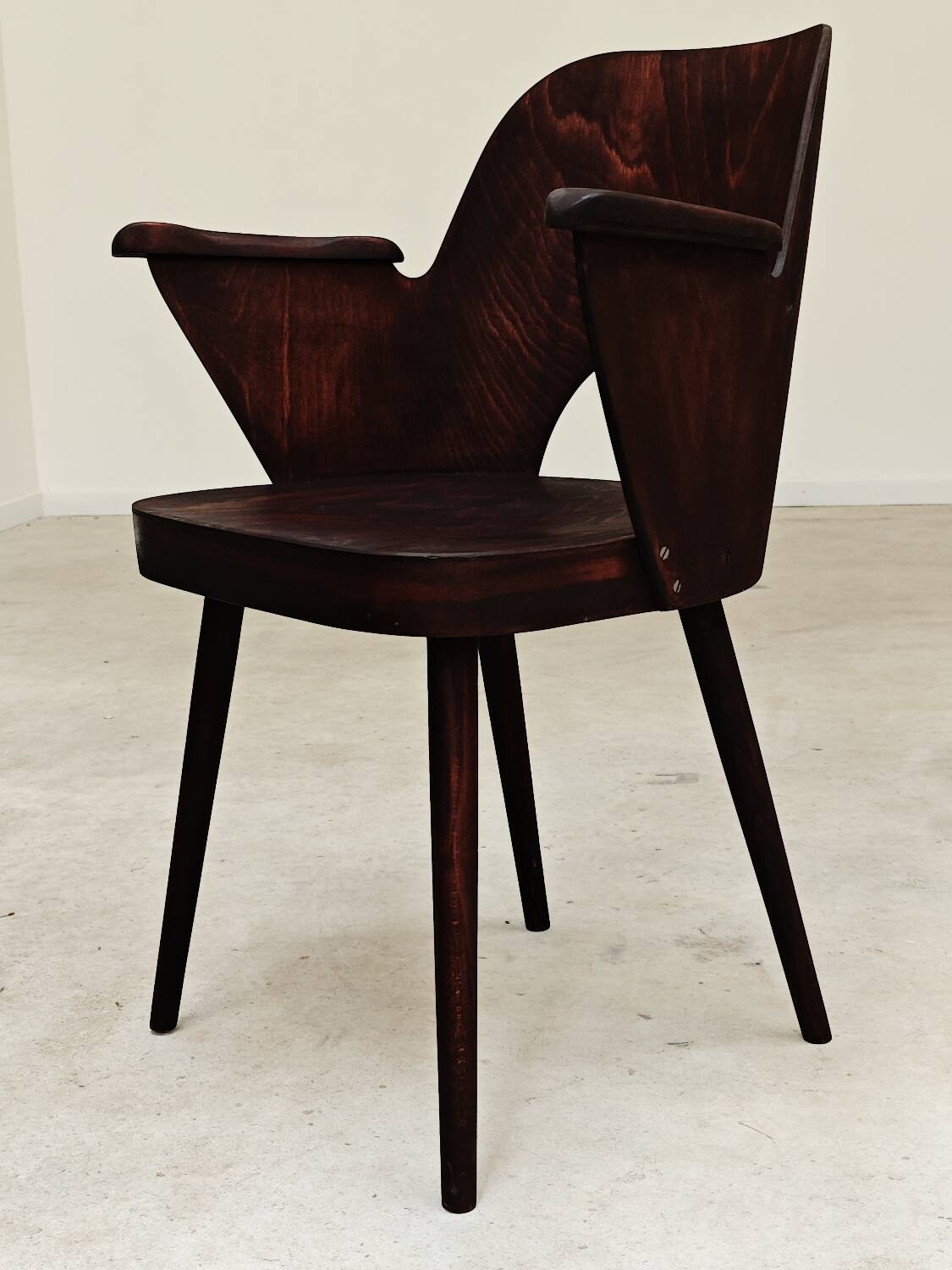Pair of wooden armchairs by Lubomir Hofmann for Ton (Thonet), 1960