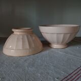 2 bowls Digoin Sarreguemines pink beige