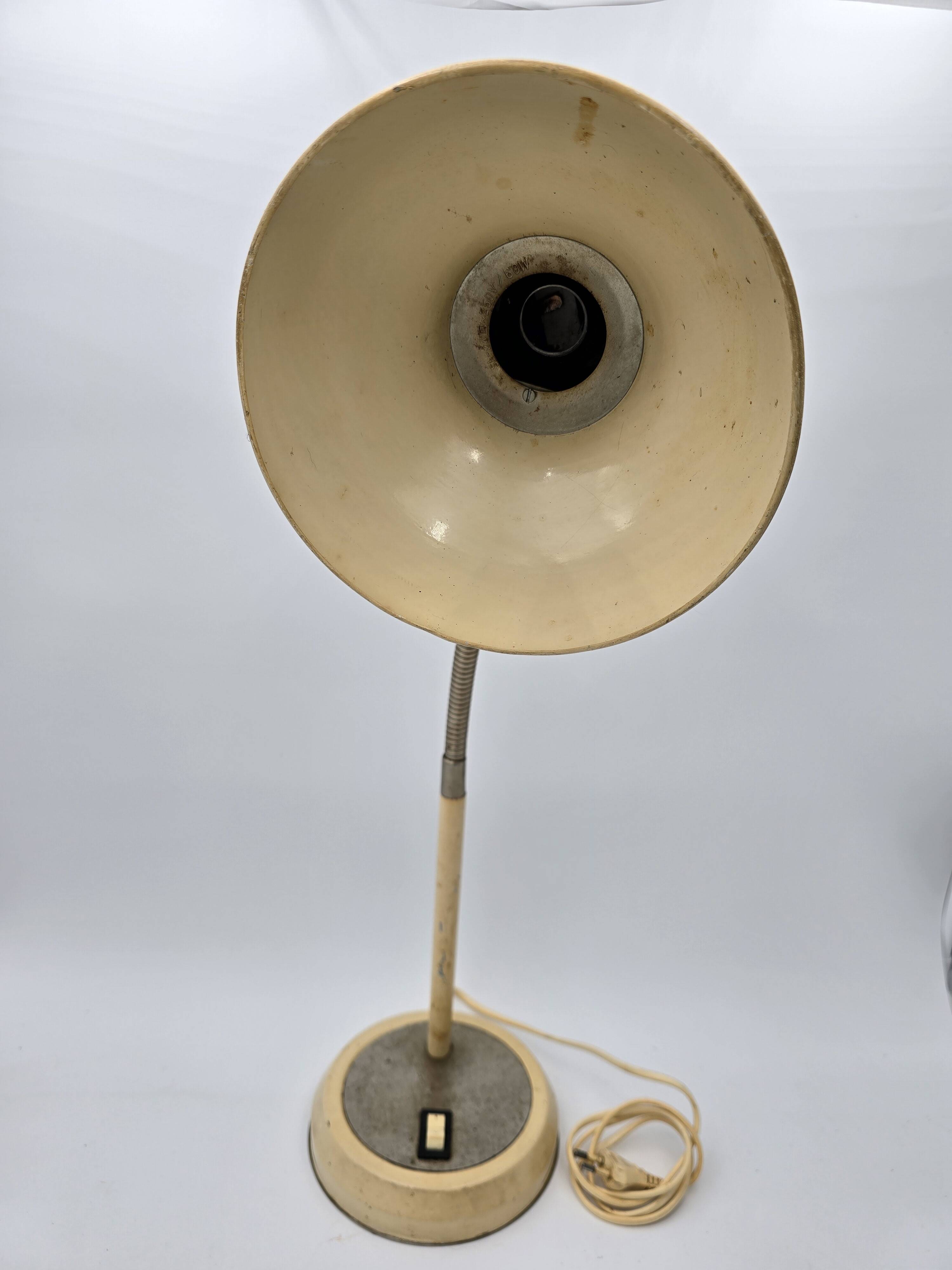 60's beige industrial gooseneck lamp