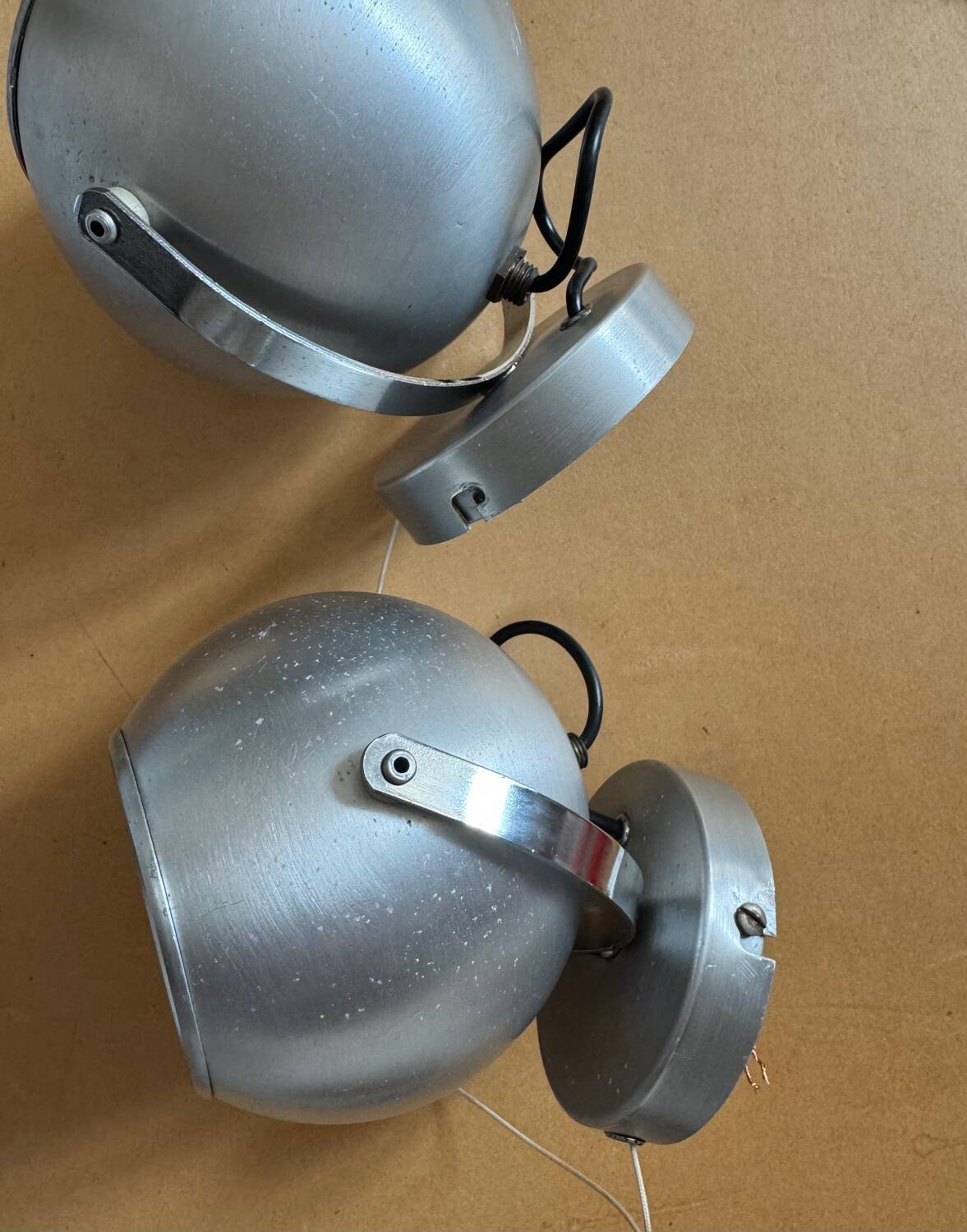 70s Brushed Aluminum Eyeball Wall Lights