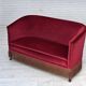 1960s, Danish 2-seater sofa, red furniture velour, ash wood legs.