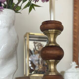 Wood and brass candle holder 1970