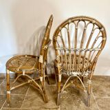 Pair of rattan chairs made in Landes