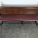 Art Deco brasserie bench in oak and bordeaux leatherette seat 220 cm