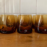 Set of 6 small amber glasses