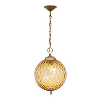 Amber Empoli Murano Glass Boll lamp 1960s Italy
