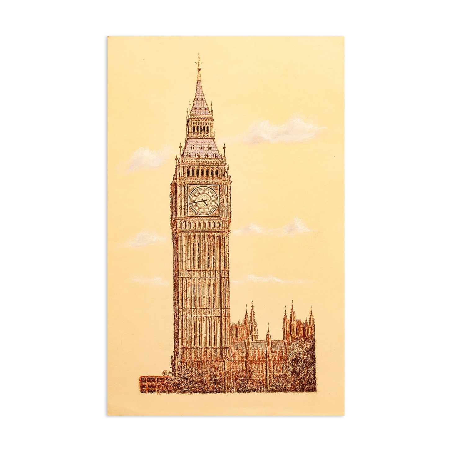 DRAWING OF THE TOWER OF LONDON. BIG BEN.