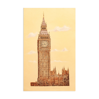 DRAWING OF THE TOWER OF LONDON. BIG BEN.