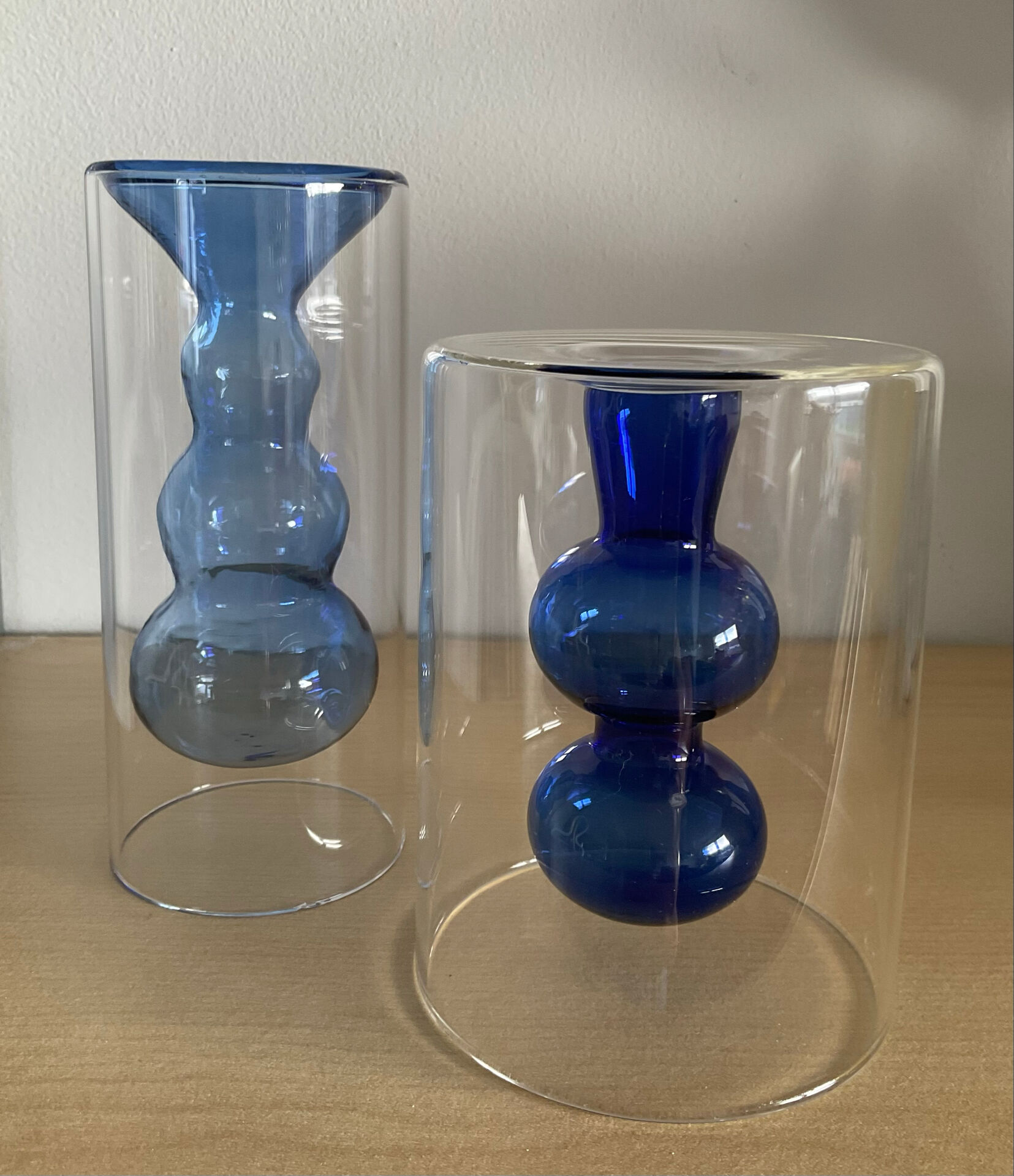 Duo of blown glass vases in Scandinavian style
