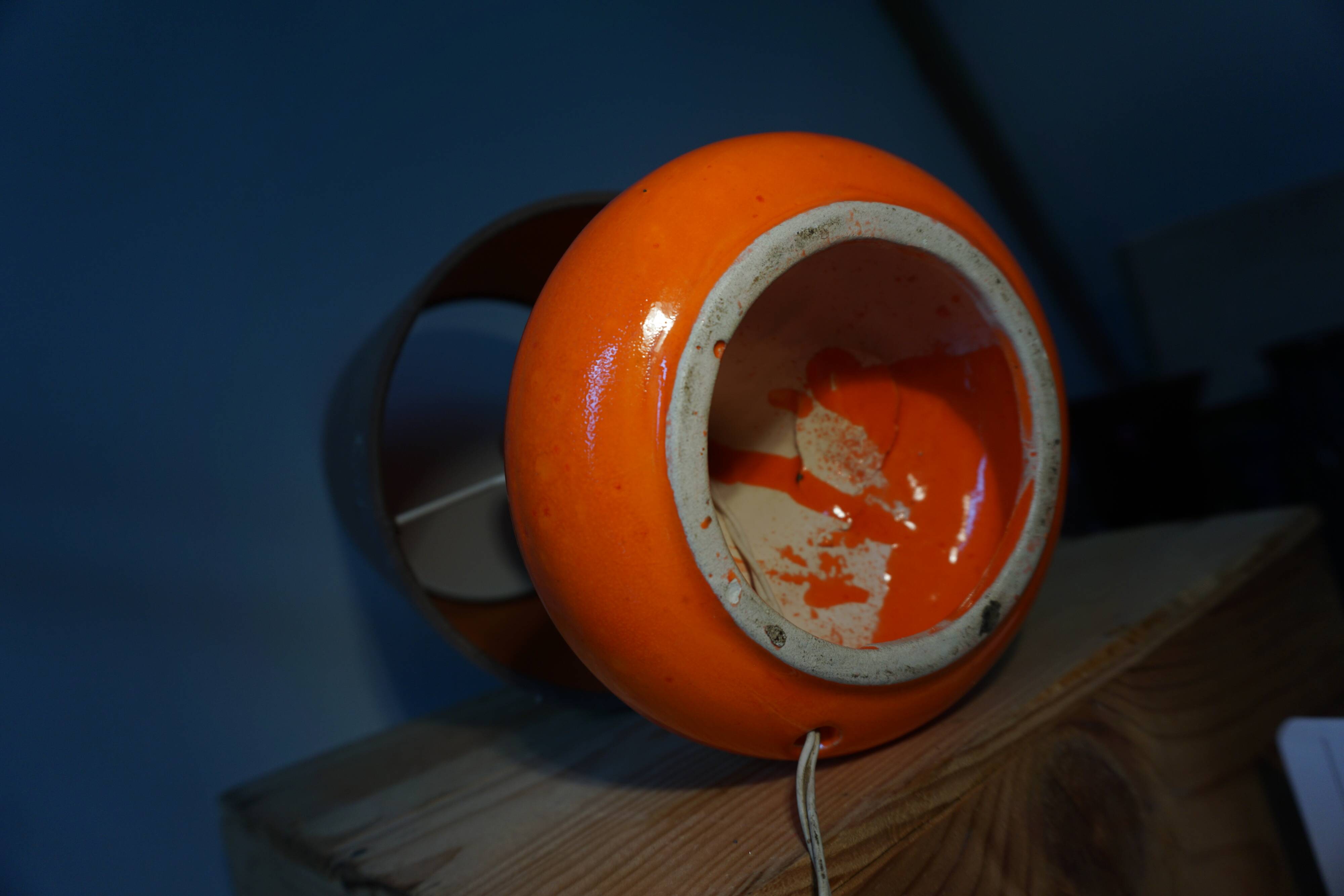 Orange ceramic lamp from the 70s