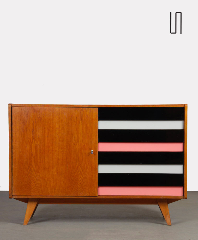 Vintage oak chest of drawers by Jiri Jiroutek, model U458, 1960s