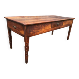 Antique farmhouse table in solid cherry wood with 3 drawers.
