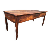 Antique farmhouse table in solid cherry wood with 3 drawers.
