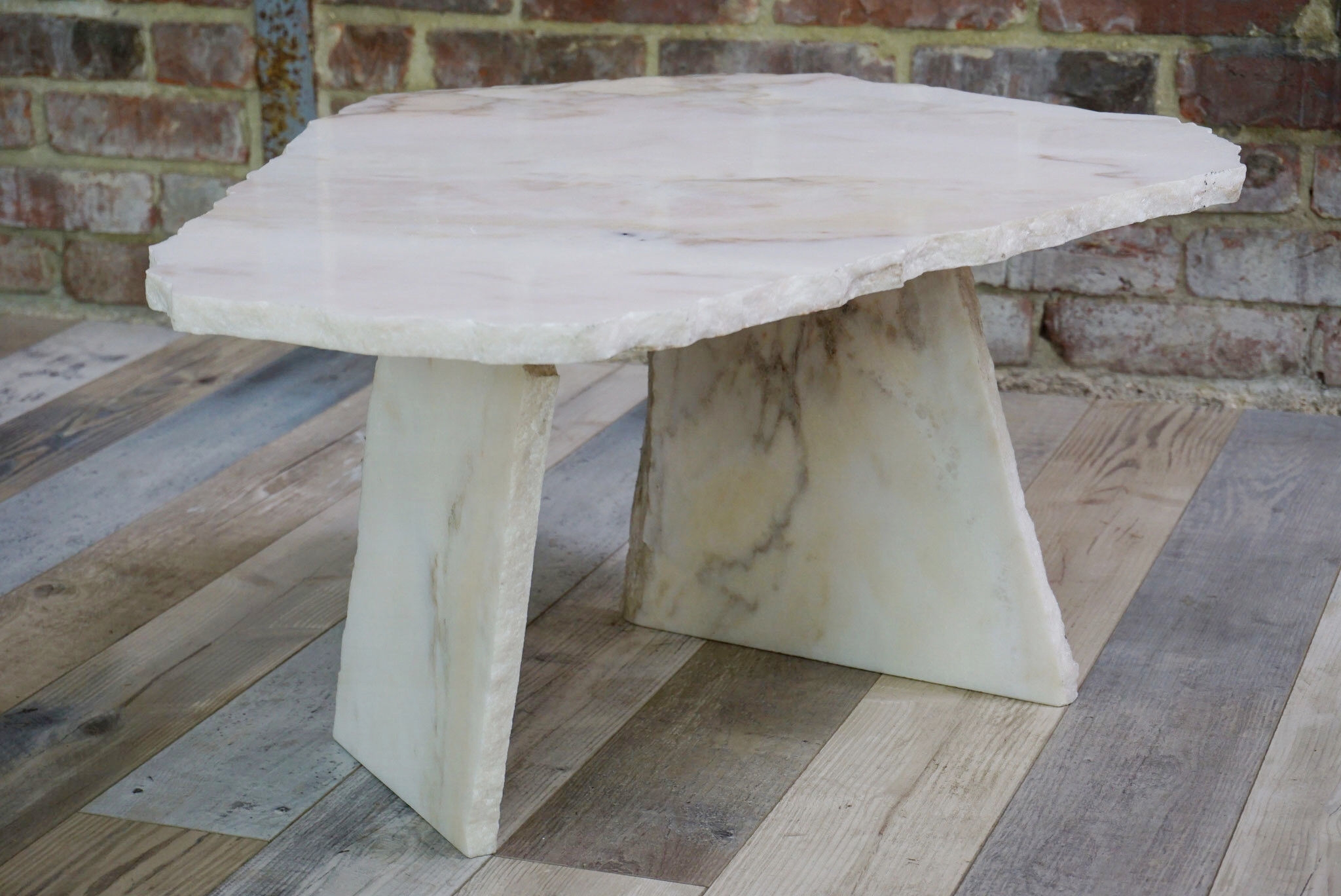 Brutalist design marble coffee table