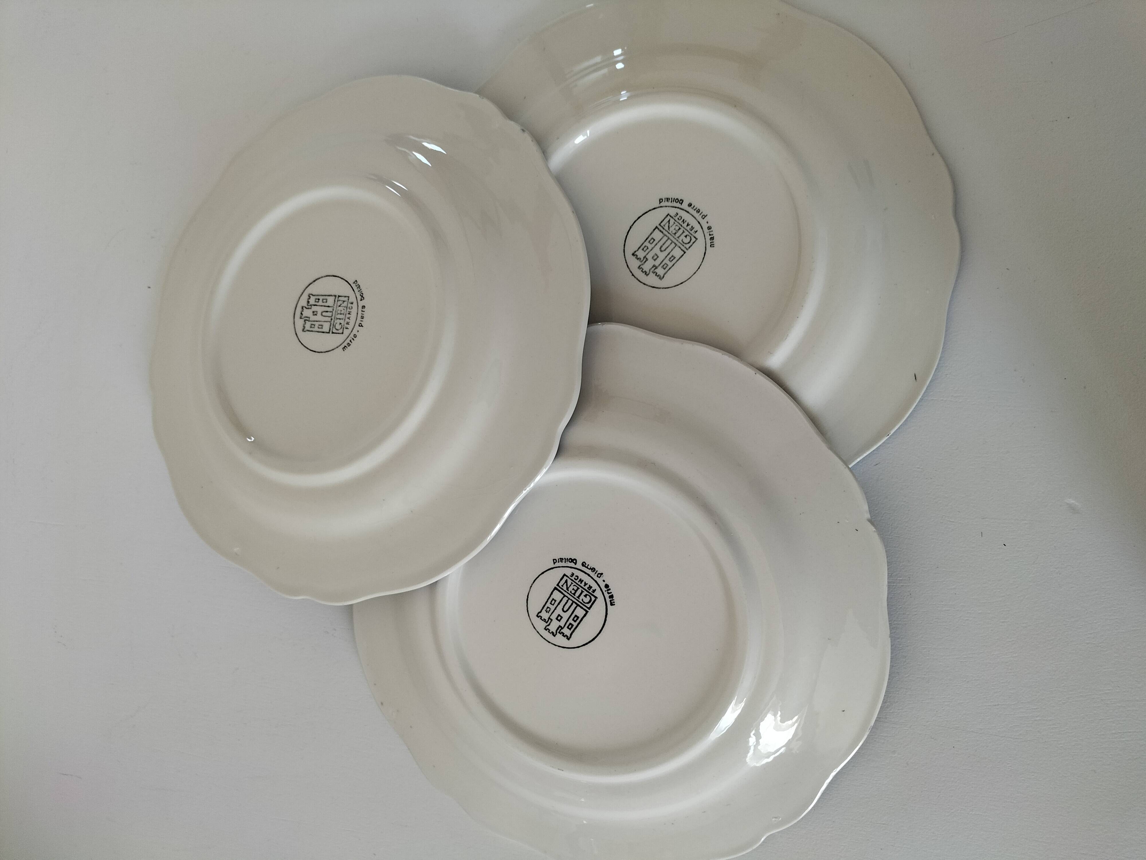 Trio of Gien dinner plates – “Marie Pierre Boitard” model