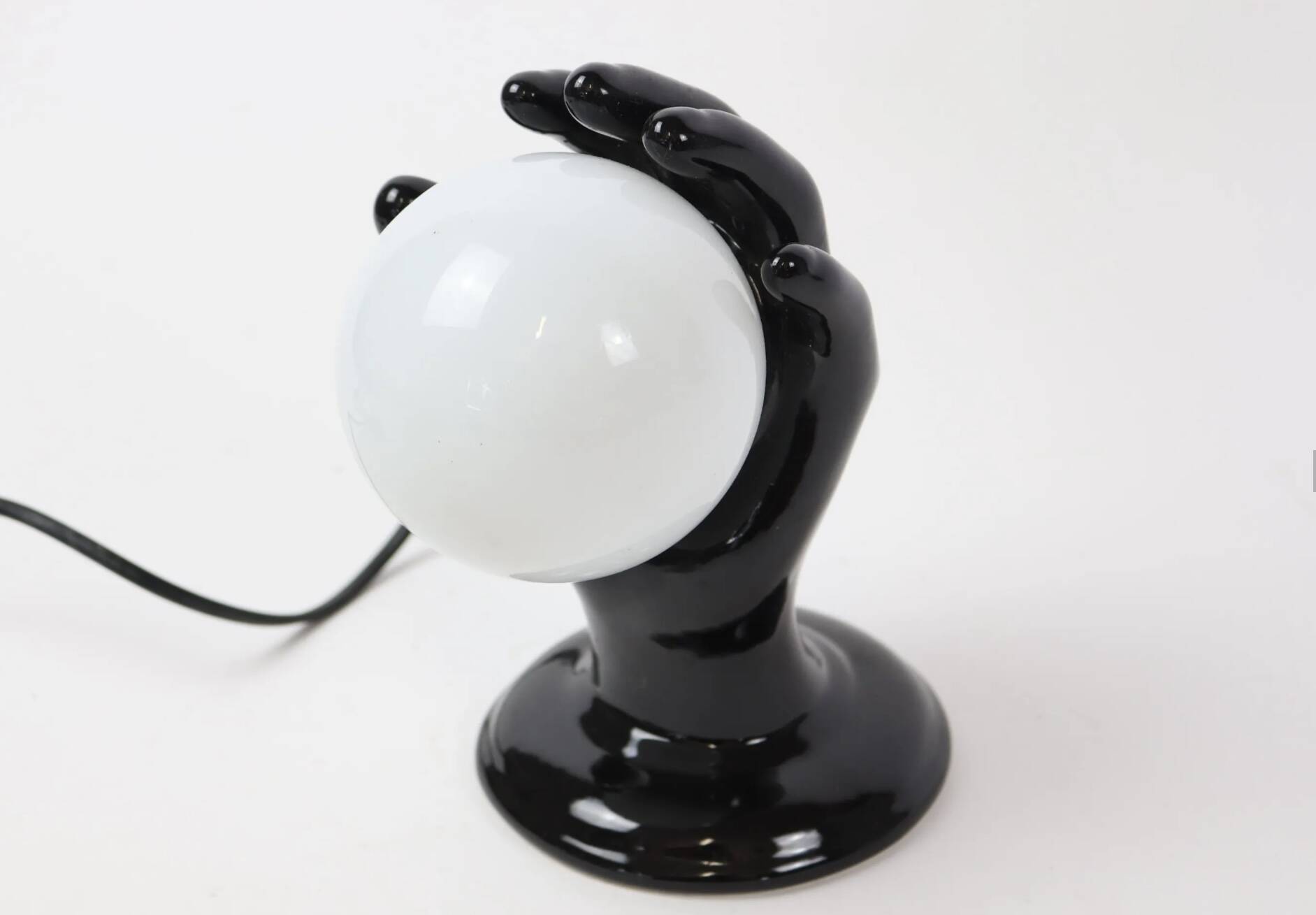 Table lamp / Wall lamp "hand" in black enameled porcelain