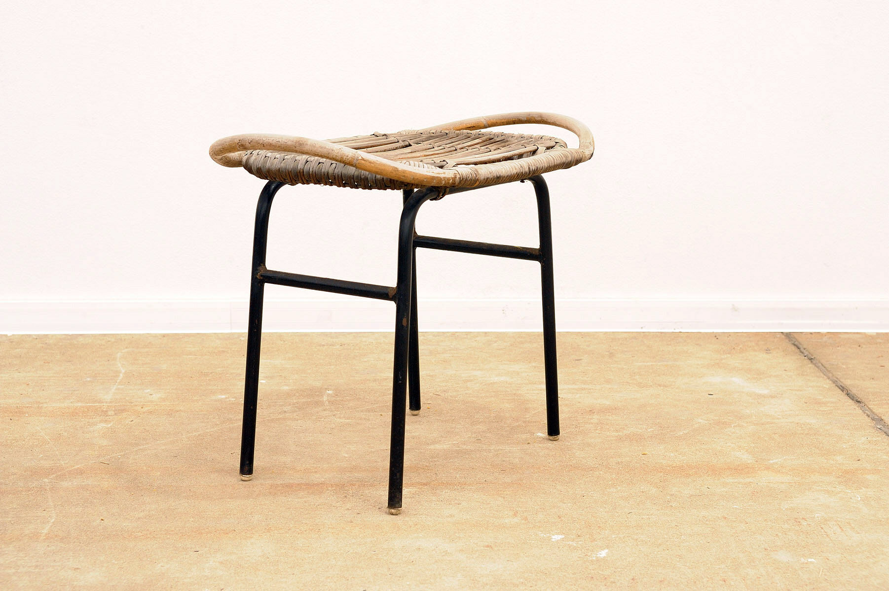 Mid century rattan stool by Alan Fuchs for Uluv 1960´s Czechoslovakia